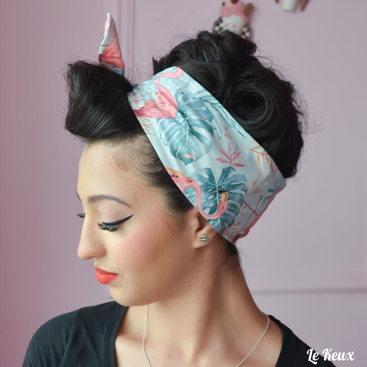 Wide Fabric Headscarf - Flamingo