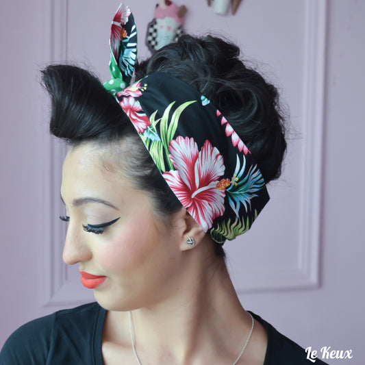 Wide Fabric Headscarf - Hibiscus