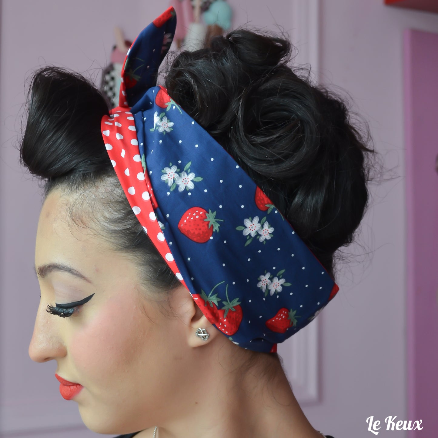 Wide Fabric Headscarf - Strawberry