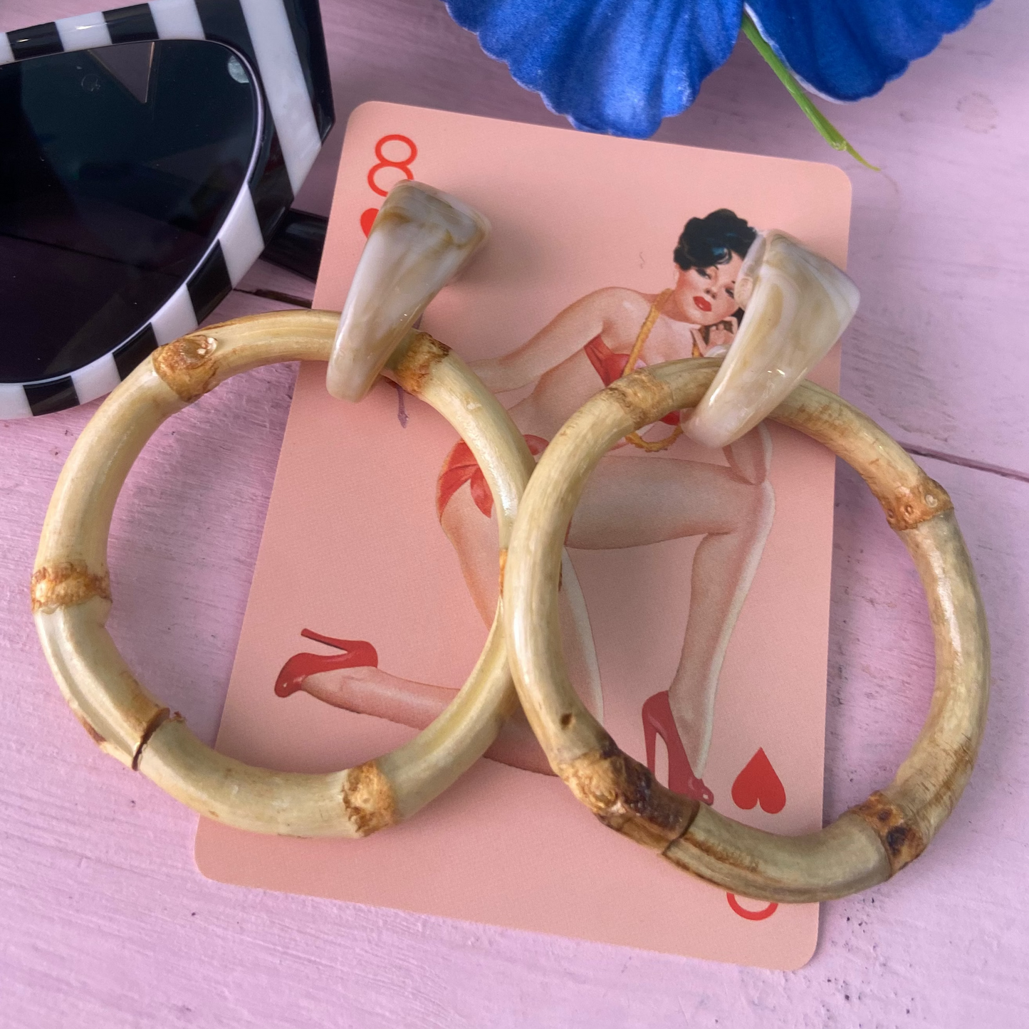 Bamboo Fakelite Earrings - Round