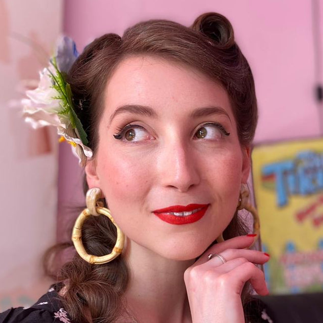 Bamboo Fakelite Earrings - Round