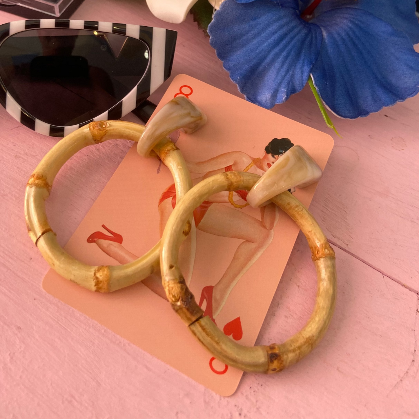 Bamboo Fakelite Earrings - Round