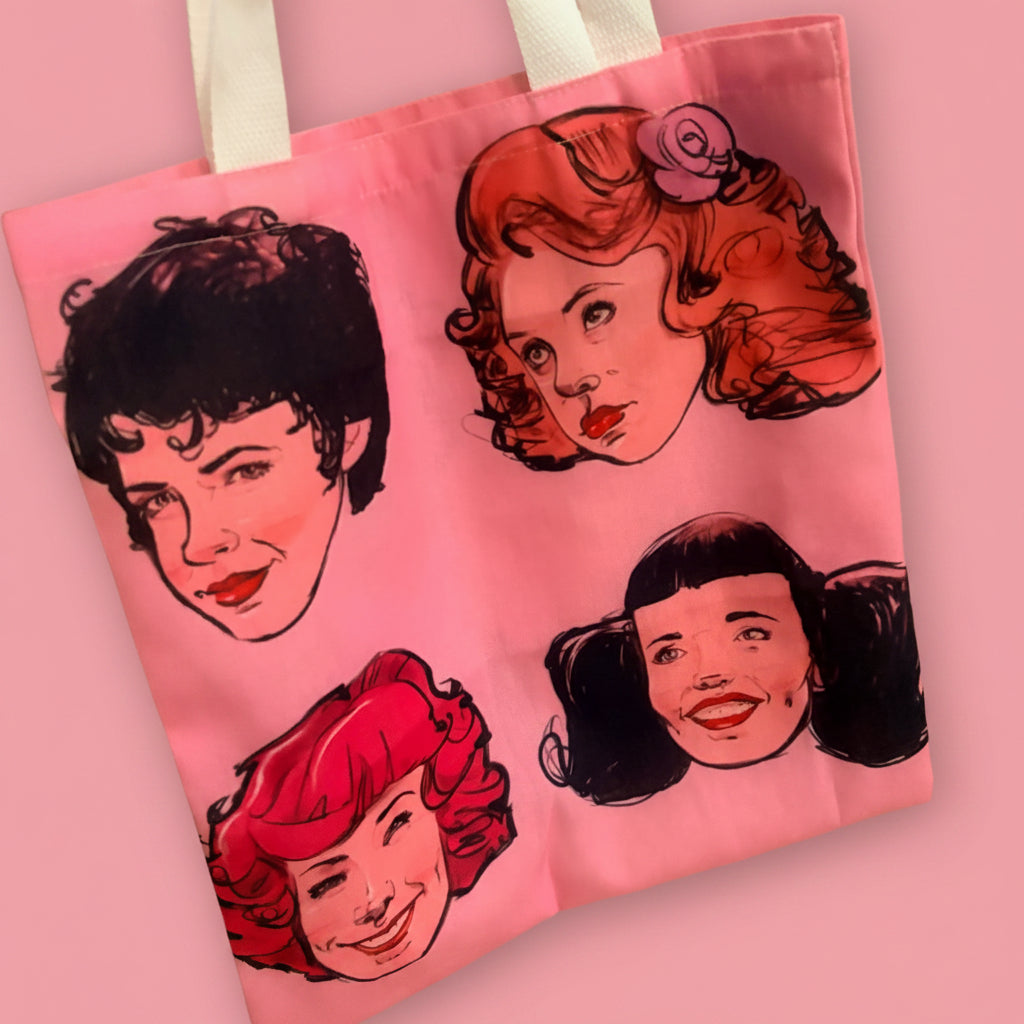 Pink Ladies fabric tote bag