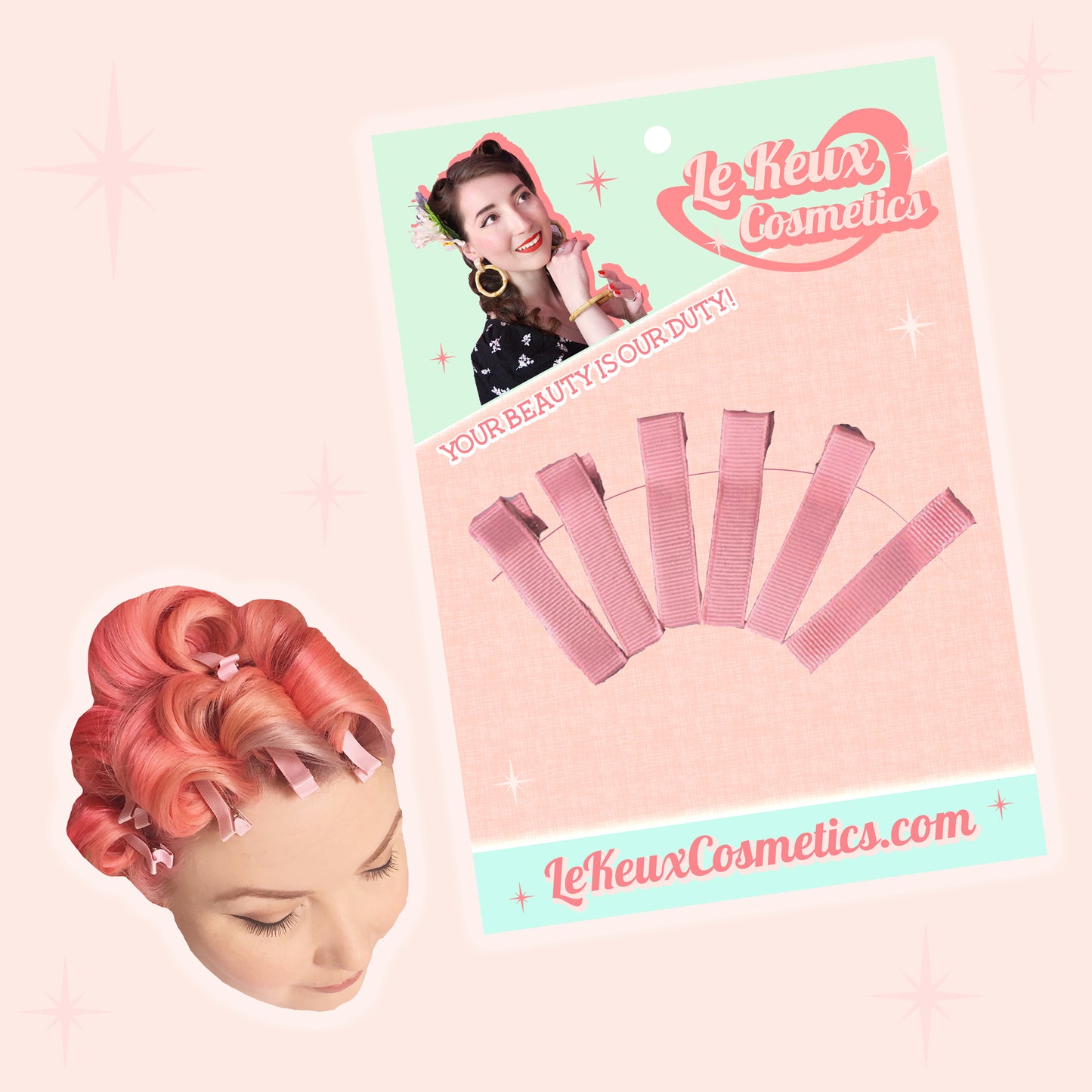 Ribbon pin curl clips (various colours)