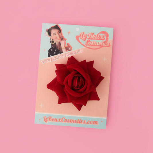Red rose hair clips and brooch