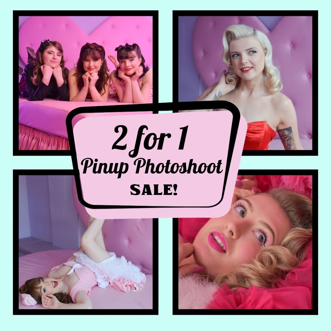 2 for 1 SALE - Pin Up Photo Shoot + Makeover for 2 people - Gift Voucher Valid for 24 months