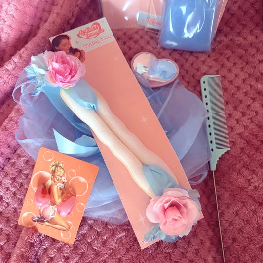 Ribbon Roller (Flower Adorned) - Bumper Bangs and Gibson Rolls Hair Styling Tool