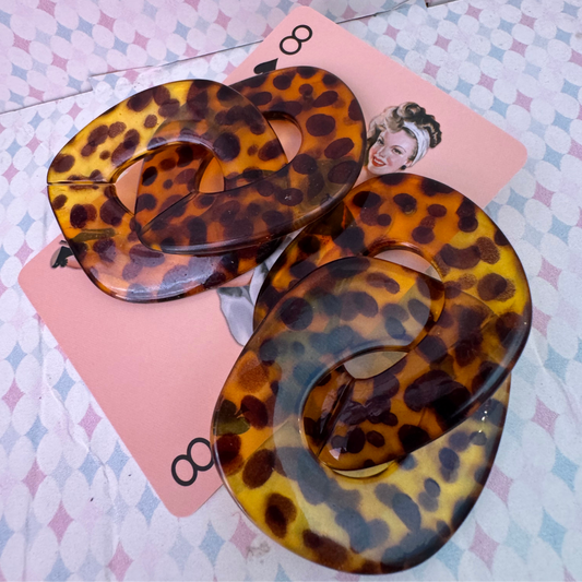 Acrylic rockabilly fakelite leopard dangle earrings
