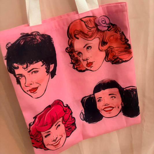 Pink Ladies fabric tote bag